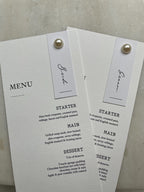 Handmade Elegant Wedding Menu Placecards Personalised pearl details