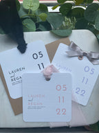 Elegant Simple Wedding Save the Dates Chiffon Ribbon details