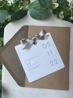 Elegant Simple Wedding Save the Dates Chiffon Ribbon details