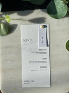 Handmade Elegant Wedding Menu Placecards Personalised pearl details