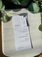 Handmade Elegant Wedding Menu Placecards Personalised pearl details